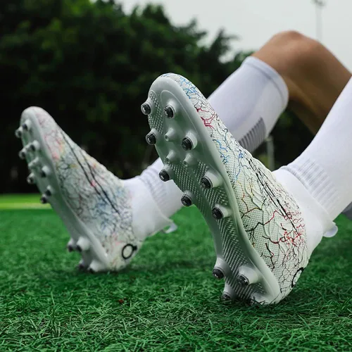 Vista 6 de MIGPOGZAI Zapatos de fútbol para hombre, zapatos de fútbol de alta calidad, transpirables, atléticos, profesionales, para jóvenes, niños, zapatos