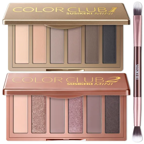 Vista 17 de SUSIKEKI 6 Colores Mini Paleta de Sombras de Ojos Maquillaje Neutro Nude Ahumado Sombra de Ojos Taupe y Marrón Mate Paleta de Maquillaje con Espejo
