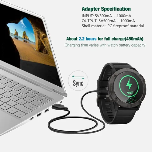 Vista 7 de Paquete de 2 adaptadores USB-C hembra a macho para Garmin Watch, adaptador de carga tipo C para Instinct 2 3 E/Fenix 8/6/7X/7/6X/Venu 2