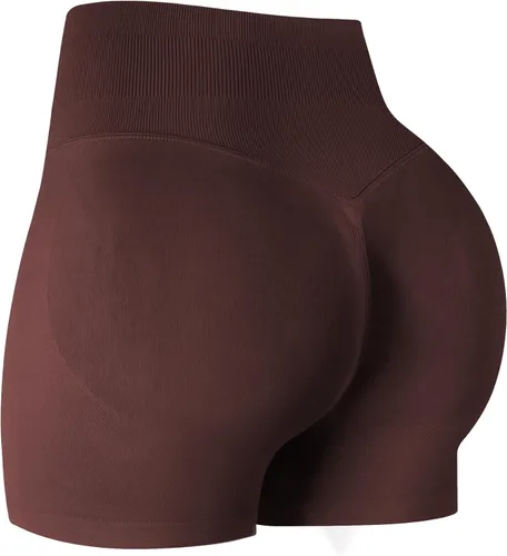 Vista 24 de ATHVOTAR Pantalones cortos de gimnasio para entrenamiento para mujeres, cintura alta sin costuras que levantan y fruncen los glúteos, pantalones