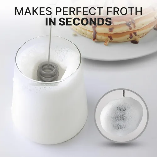 Vista 48 de Zulay Milk Boss Espumador de leche potente manual, hace espuma para latte, batidor para mezclar bebidas, café, miniespumador para capuchino, frappé