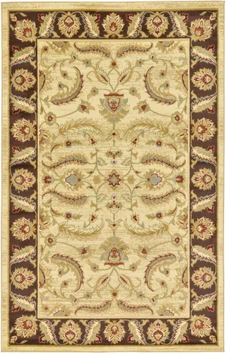 Vista 44 de Unique Loom - Colección Voyage - Alfombra redonda tradicional oriental, marrón, Polipropileno, Marrón/Azul Claro