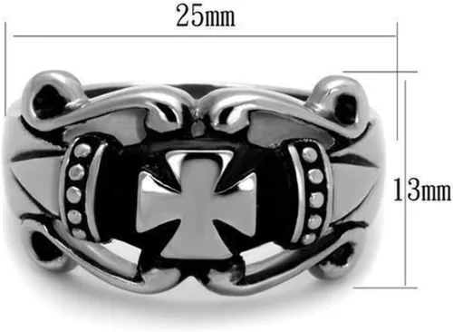 Vista 2 de Anillo Color Plata Para Hombres y Ninos de Acero Inoxidable Cruz de Biker Estilo Harley 9