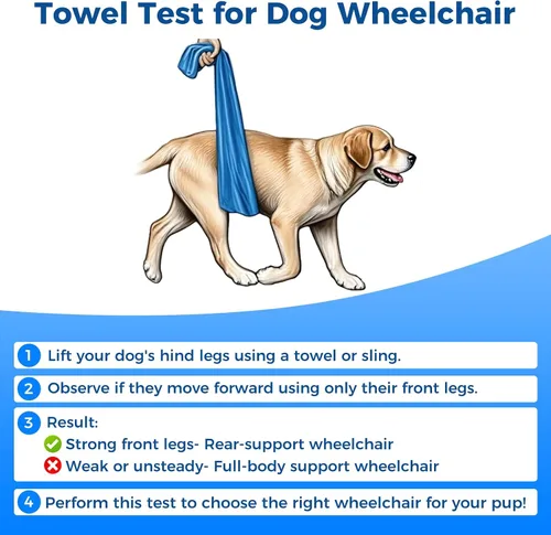 Vista 7 de Silla de ruedas para perros para patas traseras, silla de ruedas ajustable para perro, marco de aluminio con arnés acolchado, ruedas todo terreno