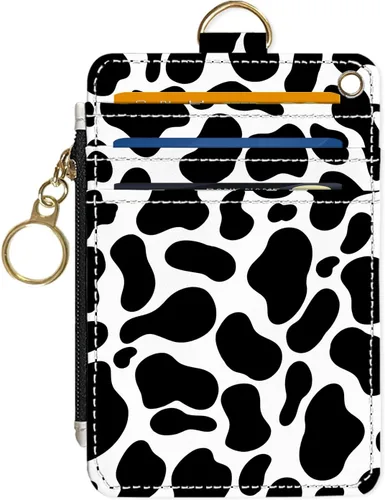 Vista 26 de Portafolios delgado Portafolios para tarjetas de crédito, Portafolios RFID para mujer Linda pequeña cartera de bolsillo frontal con cremallera
