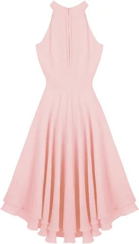 Vista 6 de iEFiEL - Vestido de gasa para mujer con cuello halter sin mangas y cuello alto y corto