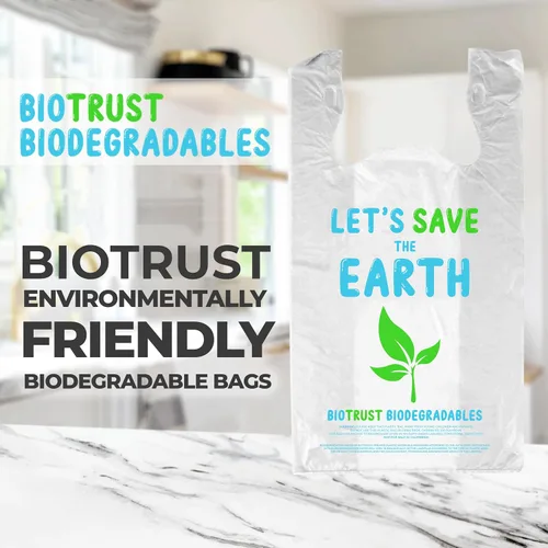 Vista 8 de Biorift Bolsas de agradecimiento 500 bolsas grandes a granel para camisetas con asas, bolsas de compras extragruesas y duraderas para comestibles