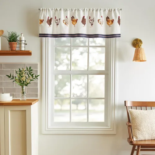 Vista 2 de Martha Stewart Chickens - Juego de cenefas y niveles de cortina de ventana de 3 piezas, multicolor