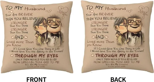 Vista 3 de Fundas de almohada de regalo para marido de parte de la esposa, fundas de almohada de Carl y Ellie, fundas de almohada de amor, para aniversario