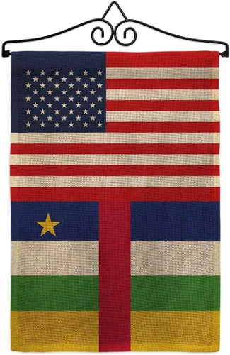 Vista 5 de Central African Republic US Friendship Burlap Burlap Garden Flag Regional USA American Alliance World Country Particular Area Small Decorative Gift