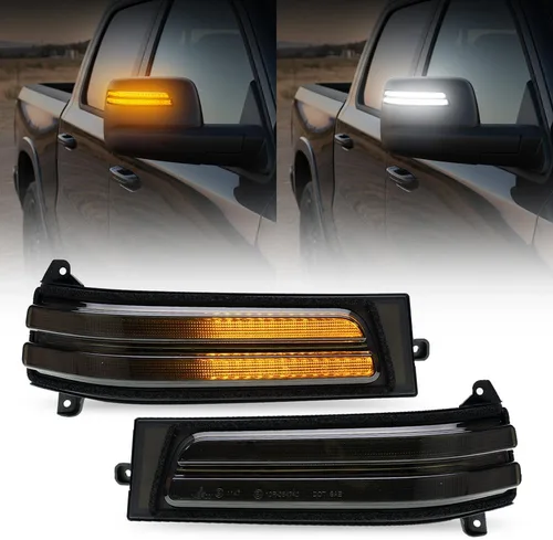 Vista 12 de 2 piezas de luces LED intermitentes secuenciales ámbar para espejo lateral para Dodge Ram 1500 2019-2024, indicador de intermitente, luz de señal