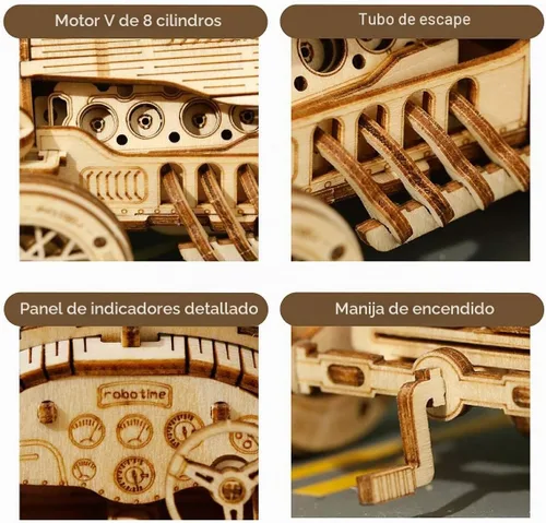 Vista 3 de ROKR Rompecabezas 3D de madera para adultos - Kits de modelo de coche mecánico - Rompecabezas para ejercitar la mente - Kits de construcción