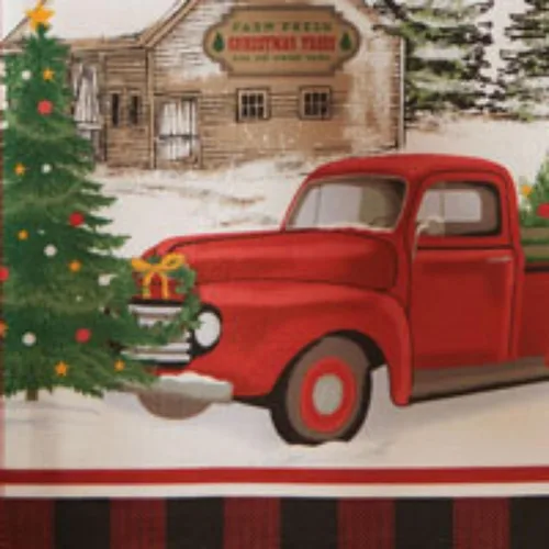 Vista 8 de Home Fashions - Mantel de poliéster con diseño de camión vintage, árbol de Navidad, 70 pulgadas, redondo