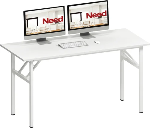 Vista 23 de Need - Escritorio plegable de 31 1/2" sin ensamblaje, mesa pequeña para computadora, escritorio robusto y resistente para espacios pequeños, marco