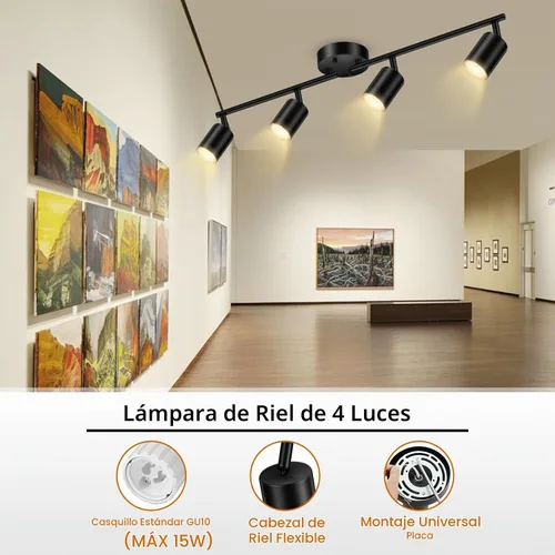 Vista 3 de Accesorios de iluminación de pista de techo negro, accesorio de iluminación de cocina, kit de luz de pista de 4 luces de 30", luces de techo LED