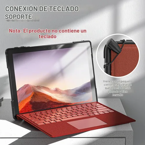 Vista 6 de BRAECNstock - Funda para Microsoft Surface Pro 7+ Plus/7/6/5/4 de 12,3", color negro Shockproof Case with 360° Stand,Hand Strap & Pencil Holder