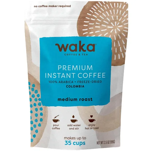 Vista 26 de Waka - Café instantáneo de calidad, tostado medio descafeinado, granos arábica y liofilizados. Bolsa de 35 porciones para café instantáneo caliente