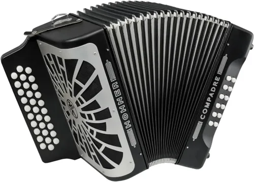 Vista 2 de Hohner Compadre Acordeón Diatónico - Llaves de FBbEb (FA) - Negro