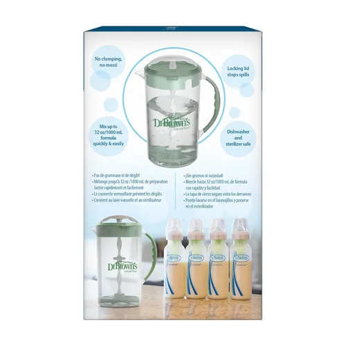 Vista 14 de Dr. Brown's Insta-Prep Dispensador de agua tibia con jarra de mezcla de fórmula para bebés, 36 onzas, oliva