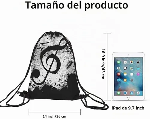 Vista 6 de Notas musicales Bolsas con cordón Mochila Bolsa de gimnasio Bolsa con cordón, Multi-a146, Mochilas de viaje
