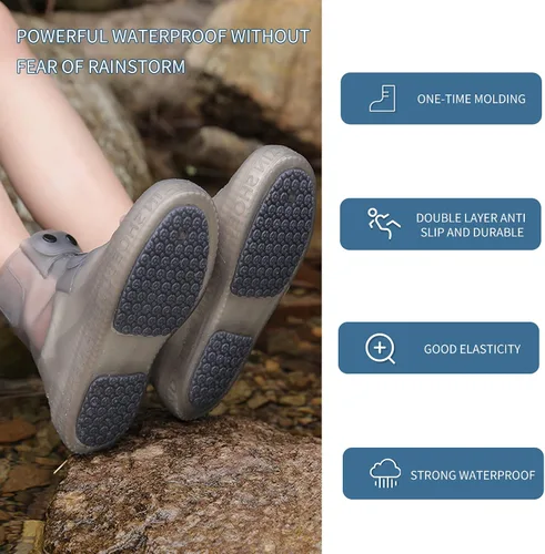 Vista 4 de SooGree Fundas impermeables para botas de lluvia, protectores de silicona para zapatos, control de arena, antideslizantes, plegables, reutilizables