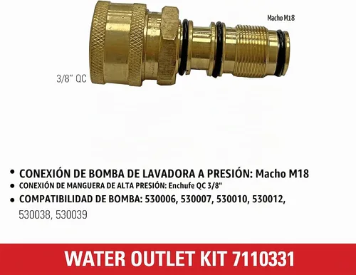 Vista 4 de Simpson Kit de salida de agua de repuesto para bombas de hidrolavadora AAA