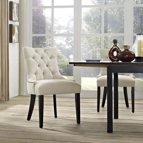 Vista 2 de Modway Regent - Silla de comedor tapizada con botones en color beige