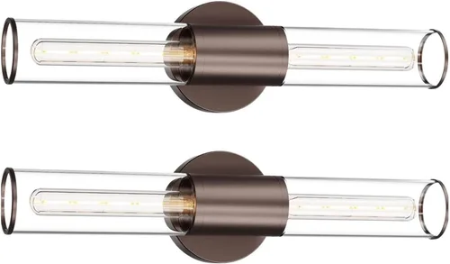 Vista 10 de Lámpara de pared de 2 luces para tocador de baño, aplique de pared de níquel cepillado con vidrio blanco ópalo, lámpara de pared interior E26, luz