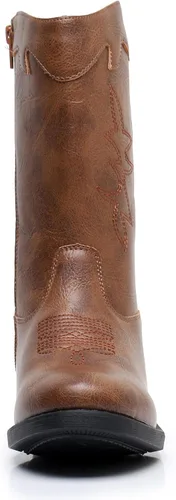 Vista 2 de Felabo Botas vaqueras para niños y niñas, con punta cuadrada occidental, botas vaqueras con tacón para caminar (bebéniño pequeñoniño grande)