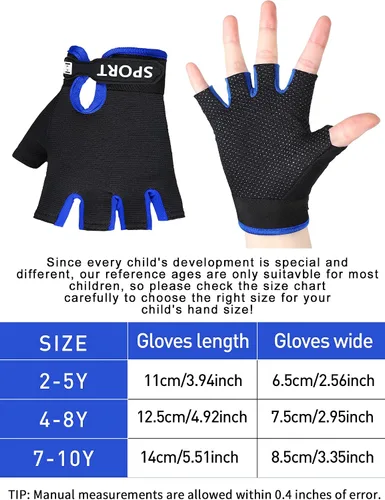 Vista 3 de 4 pares de guantes de ciclismo de medio dedo para niños, guantes deportivos antideslizantes para verano, deportes al aire libre, niños
