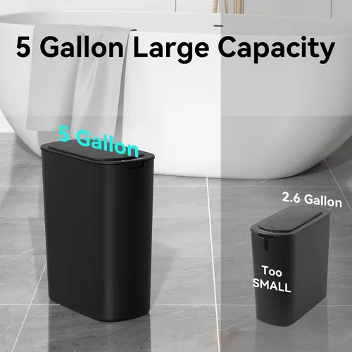 Vista 5 de Botes de Basura de 5 Galones con Sensor de Movimiento para Baño, Botes de Basura Automáticos con Tapa, sin Contacto, Inteligentes, Delgados