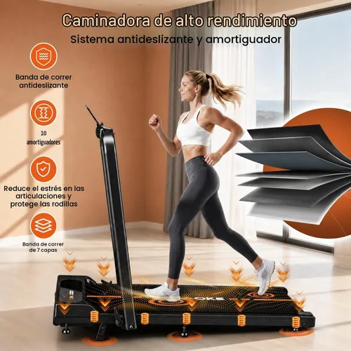Vista 4 de Caminadoras para el hogar con 7.5 MPH, altavoz integrado, cintas de correr plegables de 3.0 HP con inclinación del 10%, máquina de correr compacta