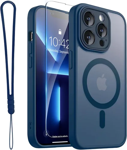 Vista 33 de ROYBENS Funda transparente mate para iPhone 12 Pro-Max compatible con Magsafe, protección completa de lente de cámara, protector de pantalla, correa