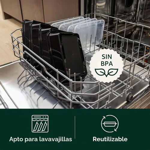 Vista 5 de Recipientes para comida preparada Enther 12 Pack 1 compartimento con tapa única, contenedores de almacenamiento de alimentos Bento, libres de BPA