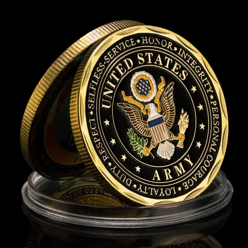 Vista 6 de Moneda de desafío de premio al soldado del ejército de los Estados Unidos, regalo graduado, medalla coleccionable, moneda conmemorativa chapada