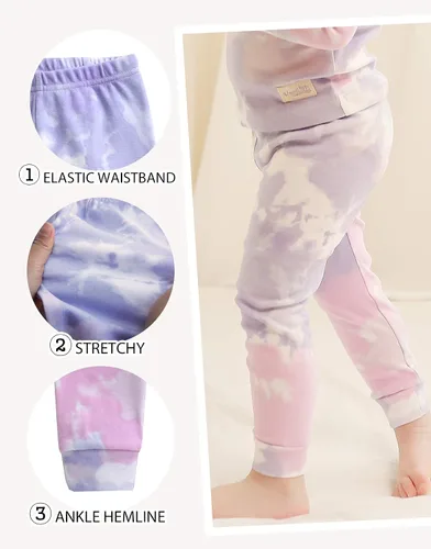 Vista 6 de VAENAIT BABY 12M-12Y Toddler Kids Boys Girls 100% Cotton Marbling Tiedye Sung Fit Sleepwear Pajamas 2pcs Pjs Set