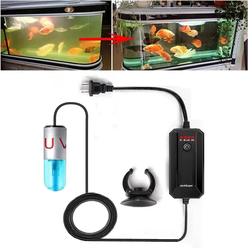Vista 7 de Luz de Limpieza de Acuario JackSuper de 3W para Tanque de Peces, Luz Verde para Limpieza de Algas, Agua Limpia, Lámpara para Tanque de Filtro
