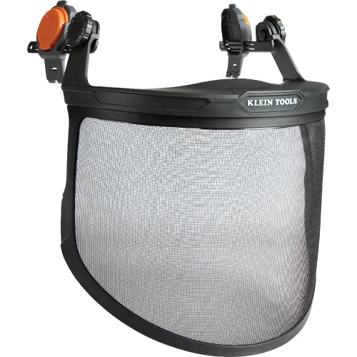 Vista 8 de Klein Tools 60474 - Protector facial de seguridad, malla de acero ligero, clasificación de impacto, negro, estilo gorra, casco de ala completa