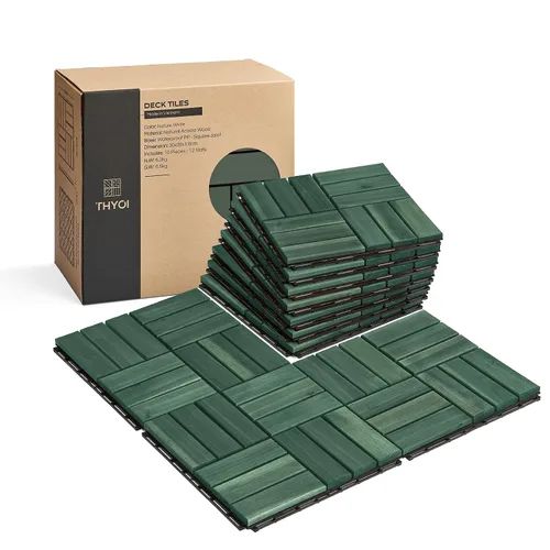 Vista 38 de Azulejos de cubierta premium, 10 piezas de suelo de patio - teca