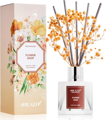 Vista 27 de Airkeep Juego de difusor de varillas – 3.38 onzas líquidas (3.4 fl oz), difusor de aroma de bambú para el hogar, incluye 8 varillas difusoras