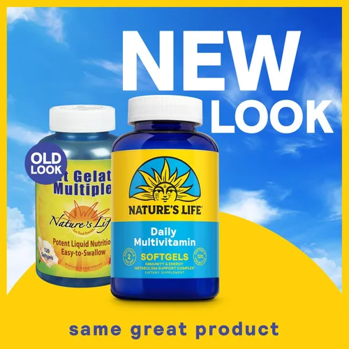 Vista 2 de Nature's Life Multivitamínico diario para hombres y mujeres, multivitamínico completo con hierro, valor diario de la mayoría de las vitaminas