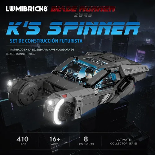 Vista 7 de Lumibricks Blade Runner 2049 K's Spinner Lighting Building Set, 410 PCS