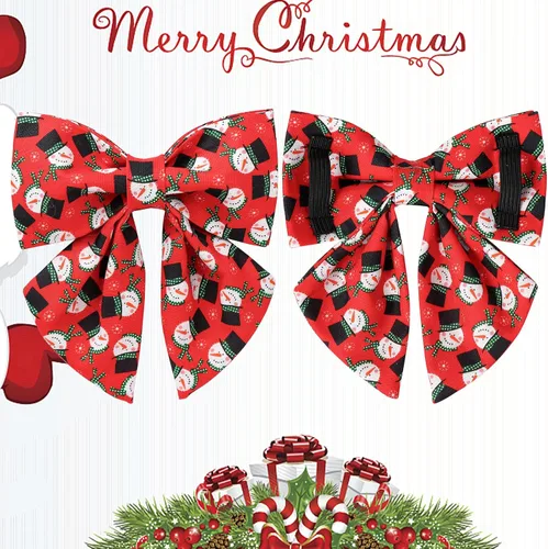Vista 3 de Collar de Navidad para perro con pajarita, collar de Navidad para cachorros, hembras, machos, perros o gatos, collares con lazo con hebilla de metal