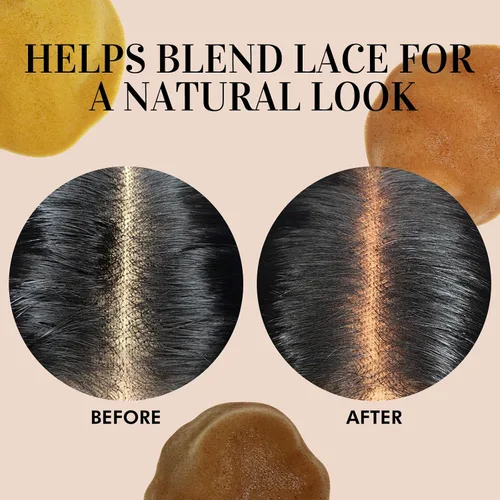 Vista 2 de Dolahair Mousse de tinte de encaje fundido y spray para pelucas de color marrón oscuro, espuma para pelucas frontales de encaje (marrón oscuro)