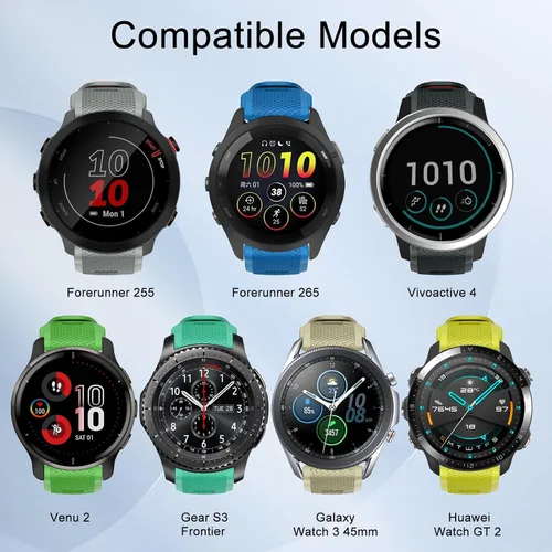 Vista 3 de ISABAKE Correa de silicona de liberación rápida de 22mm de reemplazo para Gamrin Forerunner 265, Forerunner 255, Garmin Vivoactive 4, Garmin Venu 2