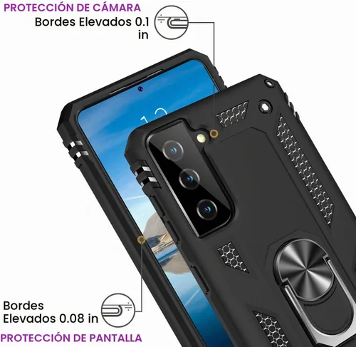 Vista 3 de IKAZZ Funda para Galaxy S21, Grado Militar Resistente a Golpes de Servicio Pesado Cubierta Protectora para Teléfono Pasa Prueba de Caída de 16 pies