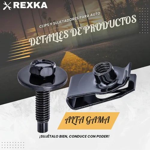 Vista 8 de Rexka 10 juegos de tuercas en U extruidas M6-1.0 y tornillos SEMS de cabeza hexagonal para GM Ford Chevy ChryslerJeep Dodge – multiusos – Protector