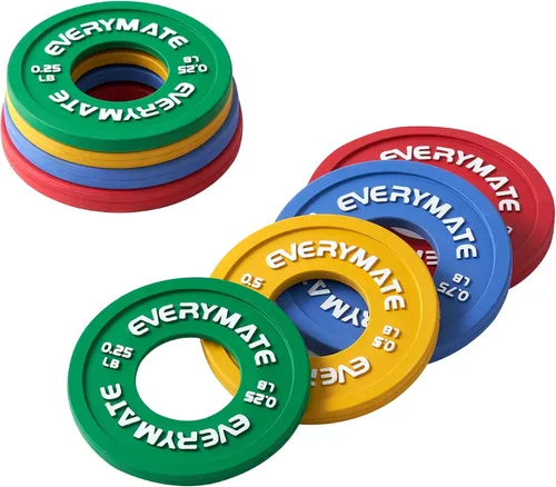 Vista 2 de EVERYMATE Juego de 8 placas de peso fraccionarias de goma, par de placas de peso de 0.25 libras, 0.5 libras, 0.75 libras, 1 libra para pesas
