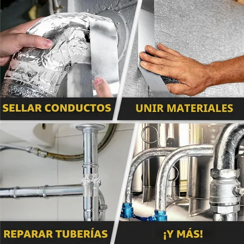 Vista 7 de Cinta de papel de aluminio Lockport 2 pulgadas x 70 yardas - Cinta de aluminio - Sellado de conductos HVAC, ventilación de secadora, cinta