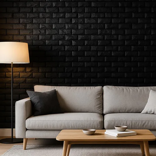 Vista 9 de Circloophs Paneles de pared 3D para pegar y despegar, papel tapiz 3D imprimible de ladrillo negro, autoadhesivo, impermeable, paneles de ladrillo